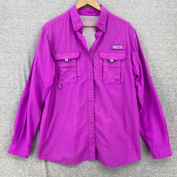Columbia PFG Blouse Womens Extra Large Purple Long Sleeve Fishing Activewear - Picture 1 of 14